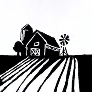 Original Michigan Country Barn & Windmill GG - 8.5" x 11 Black & White Pencil