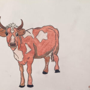 Original Little Cute Longhorn GG - 8" x 11" Colored Pencil
