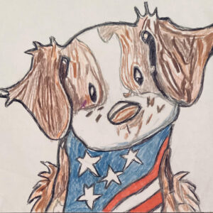 Original Holiday Winter Cute Brittany Mix In America Scarf GG - 8" x 11" Colored Pencil