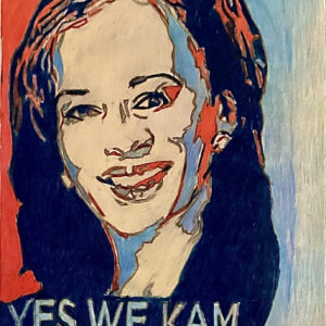Original Praising Christian Kamala Harris In Smiling Spirit GG - 9" x 12" Colored Pencil