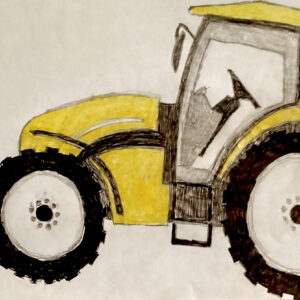 Original Autumn Gold Old John Deere Tractor GG - 8" x 11" Colored Pencil & Art Ink
