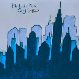 Original Philadelphia Downtown City Skyline GG - 9" x 12" Colored Pencil