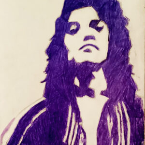 Original Singer Eddie Van Halen In Purple GG – 9″ x 12″ Colored Pencil