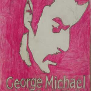 Original Singer Songwriter George Michael In Autumn Magenta - 8" x 11" Colored Pencil