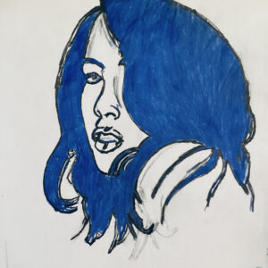 Original Pop Singer In Blue Aaliyah GG - 9" x 12" Colored Pencil