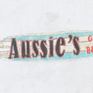Original Austin's Aussies Bar & Grill Sign GG - 8" x 11" Colored Pencil