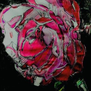 Original Autumn fall Pink Rose GG - 9” x 12” Colored Pencil