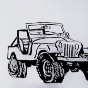 Original Old Jeep - 9" x 12" Black & White Pencil