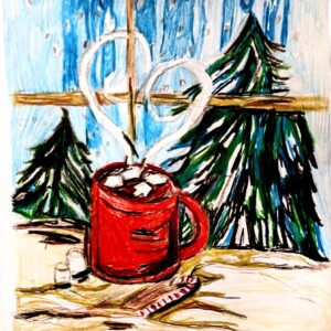 Original Christian Jesus's Birthday Remembrance & Warm Wishes GG - 12" x 9" Painting