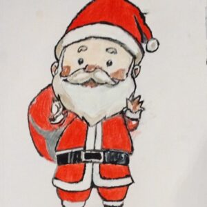 Original Christmas Santa In Christian Spirit GG - 12" x 9" Colored Pencil