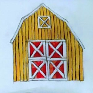 Original Autumn Country Gold Barn 22 GG - 9" x 12" Colored Pencil