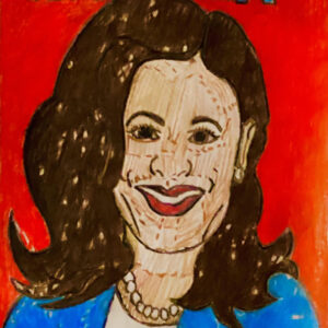 Original Kamala Harris Praising Jesus 6 GG - 9" x 12" Colored Pencil