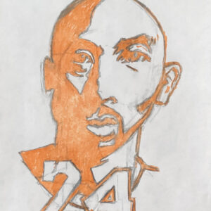 Original Lakers Kobe Bryant In Autumn Oranger 24 GG - 8" x 11" Colored Pencil