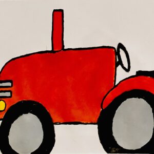 Original Old Oklahoma Autumn Crimson Country Tractor GG - 9” x 12” Painting