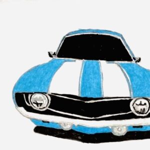 Original Old time Chevy Car Striped GG - 9” x 12” Colored Pencil