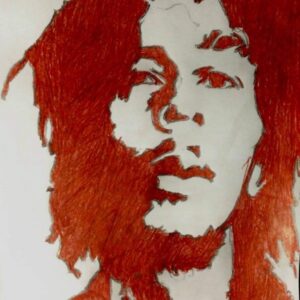 Original Reggae Singer Bob Marley In Autumn Red Terra Cotta GG - 8" x 11" Colored Pencil