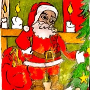 Original Santa Claus Holiday Art GG - 9" x 12" Colored Pencil