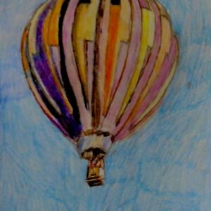 Original Santa Fe Autumn Hot Air Balloon GG - 8" x 11" Colored Pencil