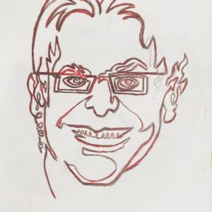 Original Singer Songwriter Elton John In Crimson GG - 9” x 12” Colored Pencil