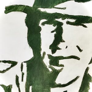 Original Country Actor Clint Eastwood In Olive Green GG - 9” x 12” Colored Pencil
