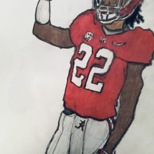 Original Alabama Running Back Najee Harris GG- 9” x 12” Colored Pencil