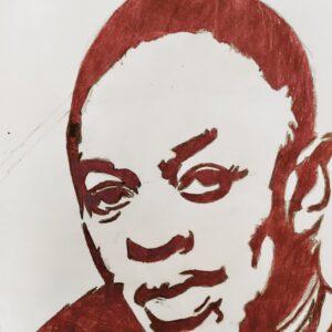 Original Singer Dr. Dre In Autumn Deep Maroon & Mahogany GG - 9” x 12” Colored Pencil