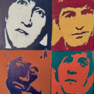 Original The Beatles In Vibrant Live Spirit GG - 11” x 14” Canvas Painting