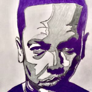 Original Performer Dr. Dre In Purple GG - 9” x 12” Colored Pencil