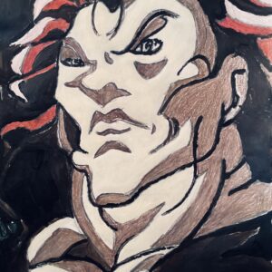 Original YUJIRO HANMA From Baki The Grappler Series Known As The “Strongest Creature in Earth” GG - 9” x 12” Colored Pencil & Paint