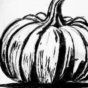 Original October Celebration Pumpkin GG - 8" x 11" Black & White Colored Pencil