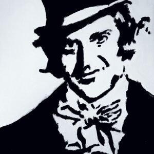 Original Willie Wonka Gene Wilder 2 GG - 11" x 14" Black & White Canvas Painting