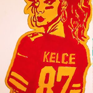 Original Taylor Swift In KC Chiefs Jersey GG - 9" x 12" Painting