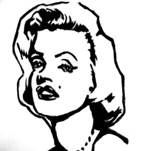 Original Actress Marilyn Monroe 2 GG - 8" x 11" Black & White Painting