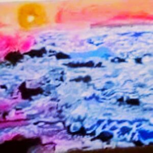 Original Arizona Autumn Sunset Reflection Of Waves GG - 16" x 20" Canvas Painting