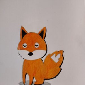 Original Autumn Cute Mix Cat Fox GG - 8" x 11" Colored Pencil