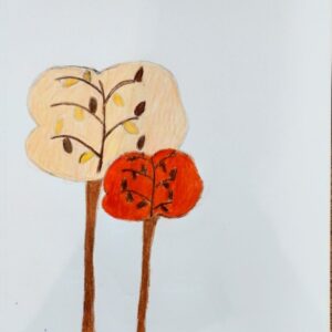 Original Autumn Maple Trees With Limbs GG - 8" x 11" Colored Pencil