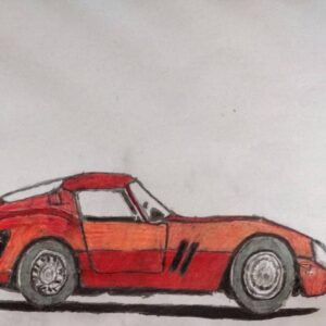 Original Autumn Mustang Car In 80'S GG - 8" x 11" Colored Pencil