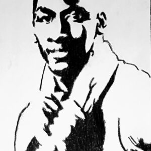 Original Basketball Star Michael Jordan GG - 8" x 11" Black & White Colored Pencil