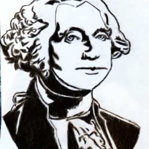 Original Black & White George Washington GG - 8" x 11" Charcoal & Colored Pencil