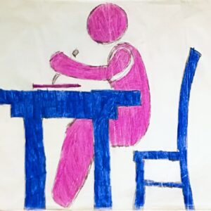 Original Professional Artist On Desk Painting GG - 9" x 12" Colored Pencil