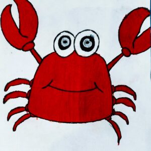 Original Cute Crab 2 GG - 8" x 11" Colored Pencil