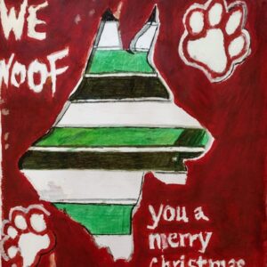 Original Cute Dog Christmas Painting GG - 9" x 12" Painting