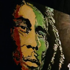 Original Jamaican Reggae Singer Bob Marley Praising GG - 16" x 20" Canvas Painting