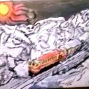 Original Old Train Of Deep Winter Snow Breckenridge, Colorado GG - 16" x 20" Canvas Painting