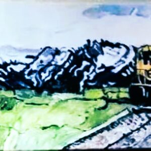Original Rocky Mountains Colorado Train GG - 16" x 20" Canvas Painting