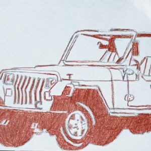 Original Autumn Brown Jeep Wrangler GG - 8" x 11" Colored Pencil