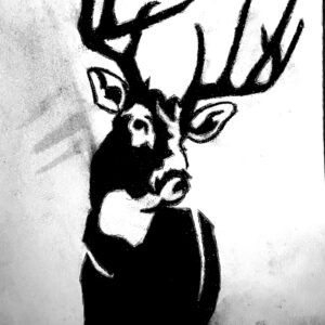 Original Grateful Buck Praising Jesus GG - 9" x 12" Black & White Charcoal
