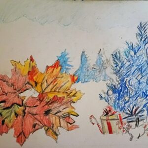 Original Tennessee Christmas New Year Winterland Celebration GG - 9" x 12" Colored Pencil