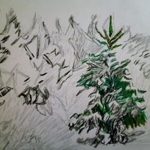 Original Christmas New Year Wonderland In Breckenridge During Deep Snow GG - 9" x 12" Colored Pencil