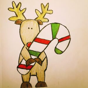 Original Graceful Cute Reindeer In True Christmas New Year Spirit Of Jesus GG - 9" x 12" Colored Pencil